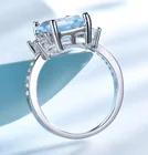 Wedding Ring Blue New Fashion Rectangle Silver Wedding Band Ring Sky Blue Topaz Ring With Cz For Women Girl