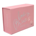 Pink Printed Shipping Box Customized Silver Logo Pink Printed Foldable Box With Magnets Closing