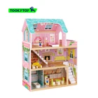 2022 New Pretend Role Play DIY Educational Toy Kids Wooden Doll House Doll Room Furniture Doll House