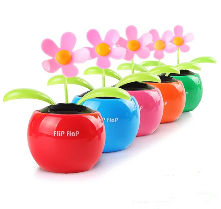 Solar Power Flip Flap Flower For Car Decoration Swing Dancing Flowers Toy Gift 
