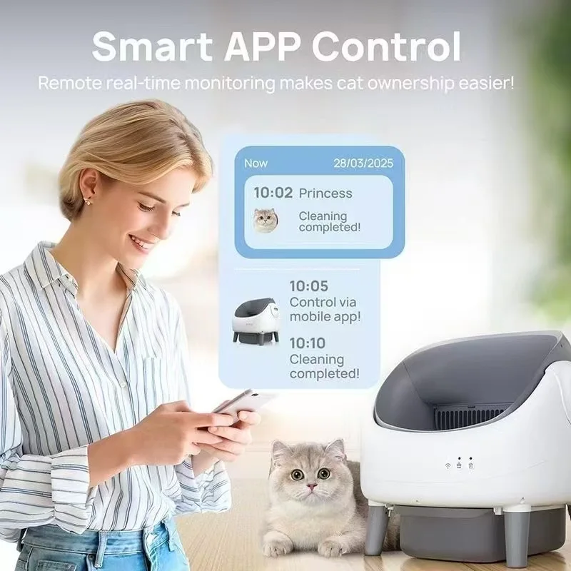 Hot Sale APP Controlled Semi Enclosed Cat Litter Box Drawer Type Anti Splash No Scooping Cat Toilet Pet Supplies details