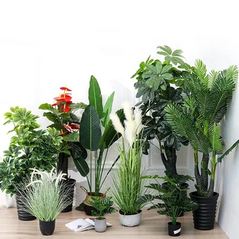Nearly Natural Palm Tree Artificial Plant Ficus Lyrata Dypsis Lutescens Artificial Banana Tree Tropical Classic Artificial Tree