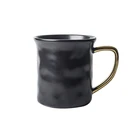 Mug Ceramic China Design Wholesale Custom Reusable Black And White Mug Ceramic Coffee Cup With Gold Handle