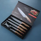 Sets Knife Set Gift Color Box Wooden Handle 3Cr13 Stainless Steel 6Pcs Sharp Knives Sets Kitchen Knife Set