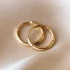 Gold Plated Earring JUJIE Simple Round Gold Plated Huggie Earring
