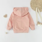 Hoodie Pink Kids Customized Children Spring Zipper Hoodie Coat Pink Bunny Ear Hoody Wholesale Kids Sweatshirt