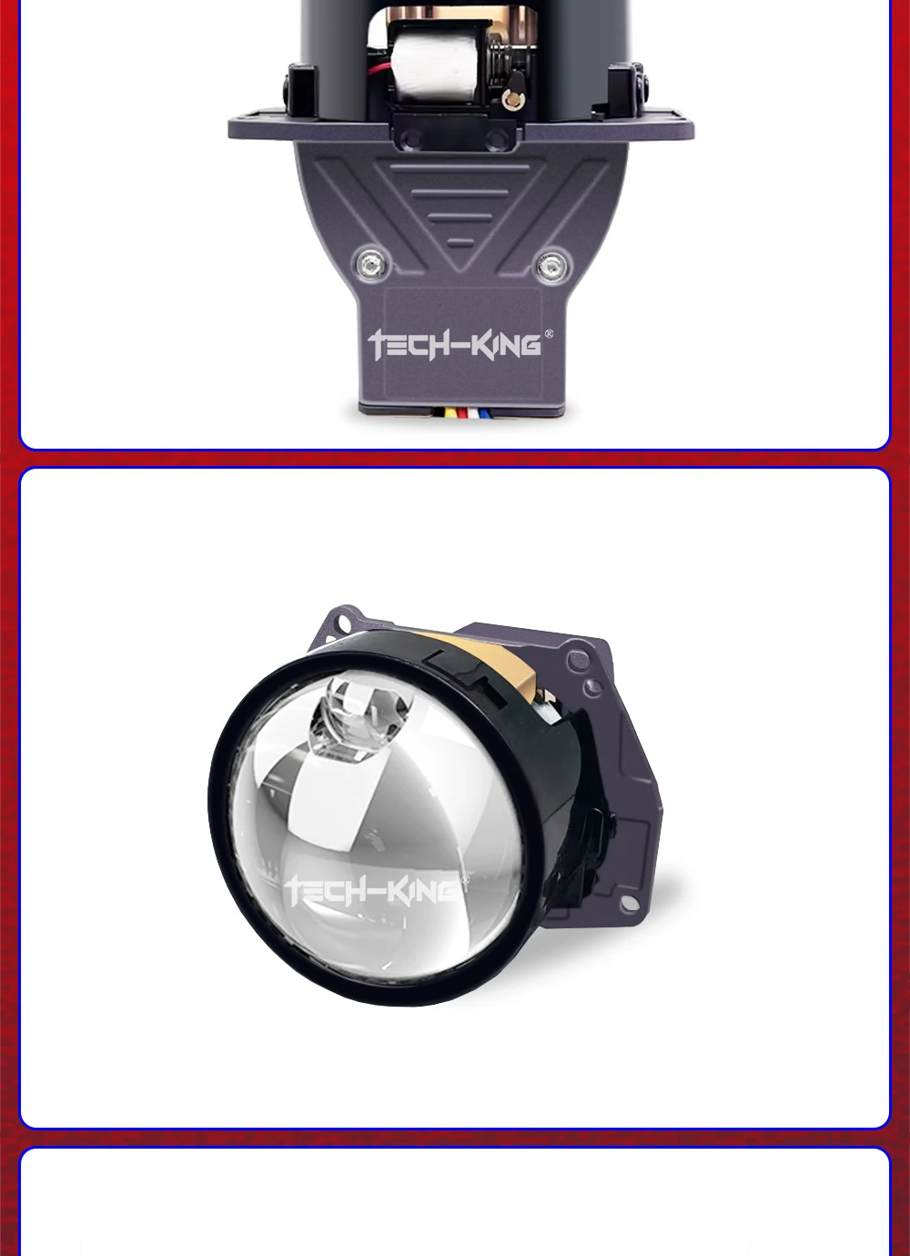 TECH-KING TIR bi-prism direct laser lens near and far light integrated 3-inch double lamp cup lens headlight projector headlamp