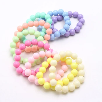 9 colors Hot selling solid color pearl children beaded bracelet jewelry 2021 ABS custom bangle bracelet