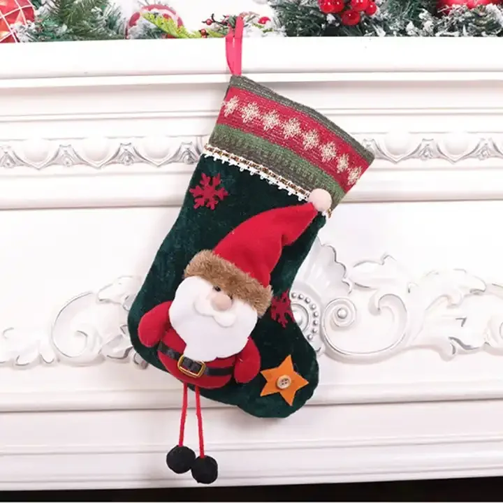 Hot sale led cute red green varied decorative present  fuzzy christmas socks for sale