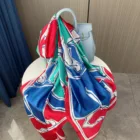 Silk Scarf 2021 Luxury Wholesale Custom Matte Square Printing Women Big Square Satin Silk Scarf Shawl