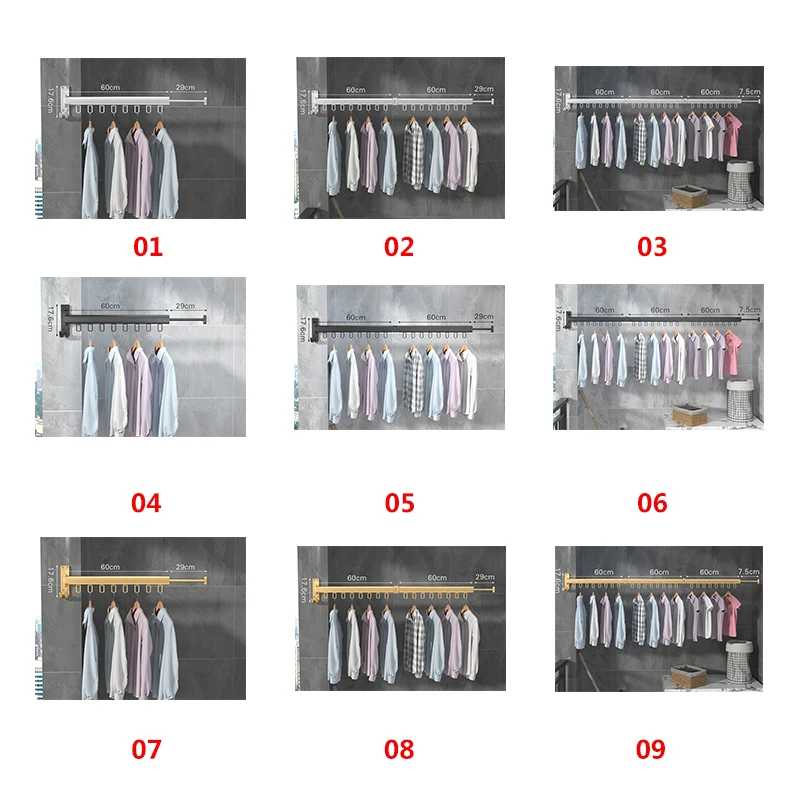 Manufacturer Balcony Wall Mount Retractable Mounted Folding Metal Clothes Hanger Drying Storage Rack