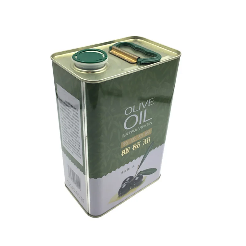 Waterproof 2L Rectangular Olive Oil Tin Can for Food Grade Oil Packaging