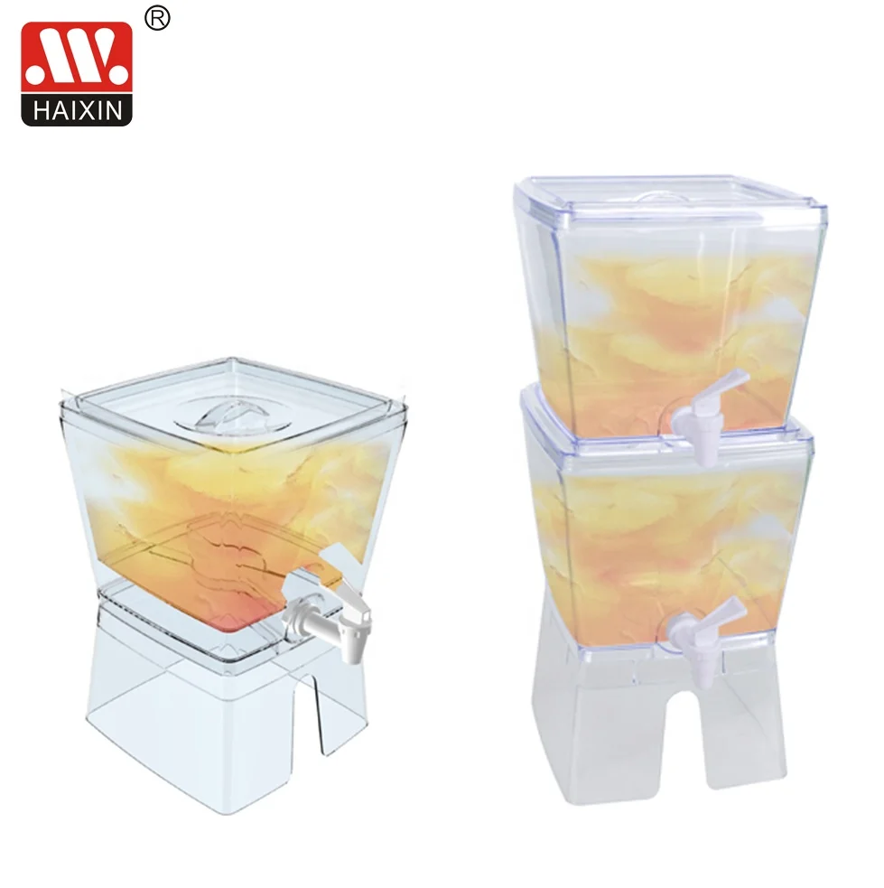 Plastic One Layers Liquid Dispenser  9L Capacity Juice Mike Dispenser With Removable Lid And Tag