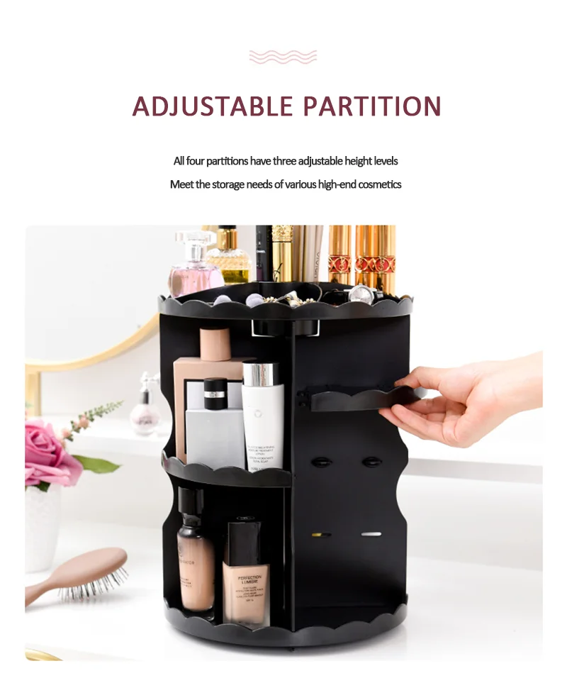 product hot products 306 degree rotatable adjustable plastic cosmetic storage organiser makeup storage-6