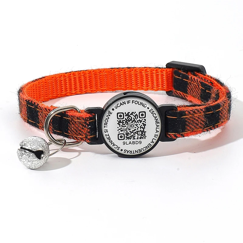 Hot Selling QR Code Pet Collar with Bell ID Tags Simple Scanning Code Registration for Anti-Loss Tracking for Small Dogs Cats