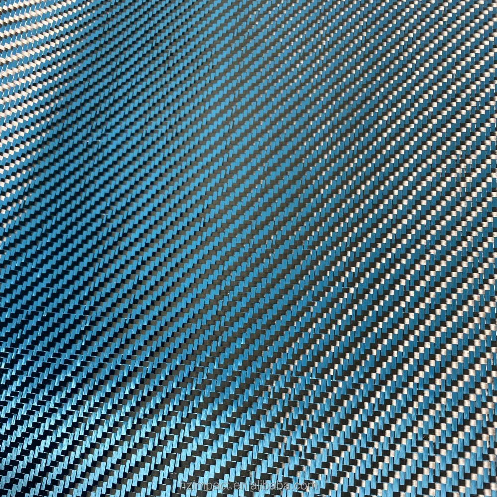 Lake Blue 1+1 Mixed for Kevlar + Carbon Fiber 3K Carbon Aramid Hybrid Fabric Waterproof Woven for Upholstery Car Lake Blue 1+1 Mixed for Kevlar + Carbon Fiber 3K Carbon Aramid Hybrid Fabric Waterproof Woven for Upholstery Car