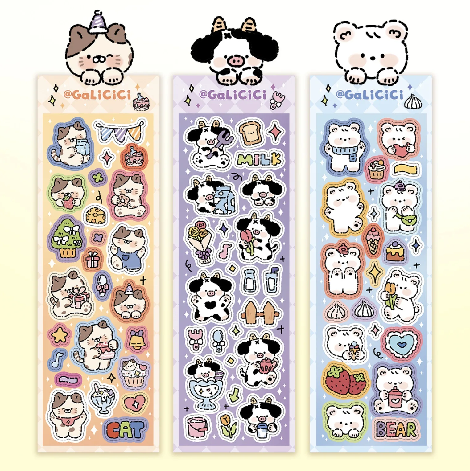 Newest Cute Bear and Cat Sticker Fashion Decorative Sticker Daily Notebook Sticker