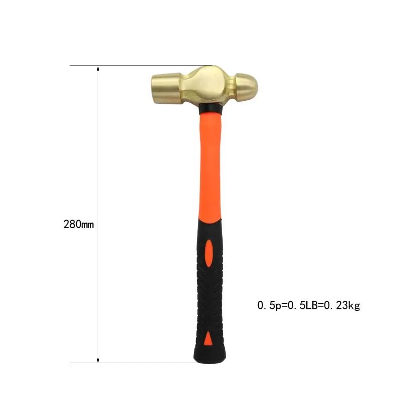 Non - Sparking Fiberglass Handle Brass Ball Pein Copper Hammer Hammers for Flammable and Explosive Places Use factory