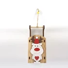 Woodwood Wooden Sled With Santa Animal Design Christmas Tree Hanging Ornaments