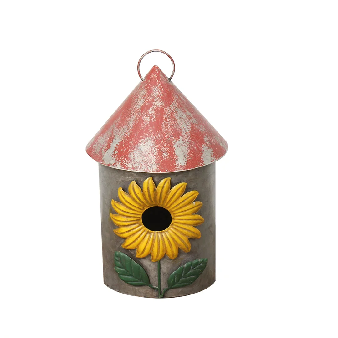 hyking sunflower antique round tin birdhouse easy clean home and