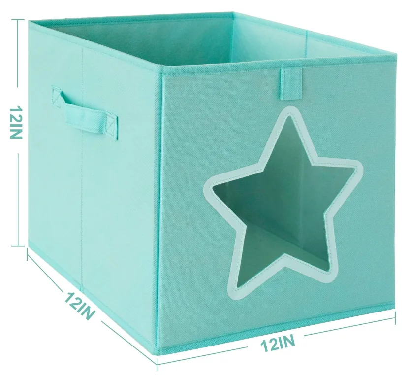 Storage Organizer Bins-Foldable Kids Toy Box Fabric storage Cubes Bin Container Baskets with Clear Star Shape Window and Handles