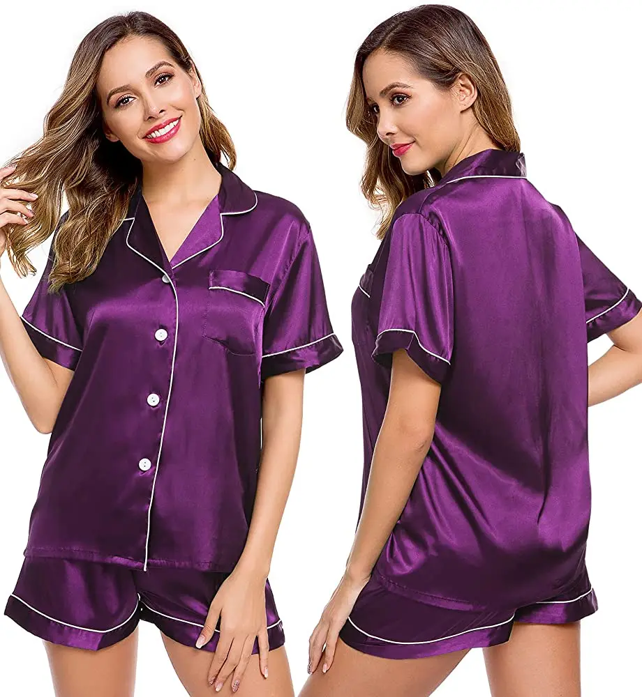 New design two pants silk satin pyjamas pajamas womens plus size sets womans 2 piece set ladies pajama sleepwear women