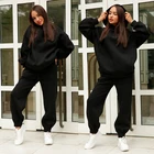 New Women 2 Piece Lounge JoggingTracksuit Long Sweatpants Set Loose Solid Hoodie 2021 NEW