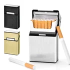 Cigarette Case Cigarette Case Brushed Metal Cigarette Case With Magnetic Switch Flip Closure 20 Capacity