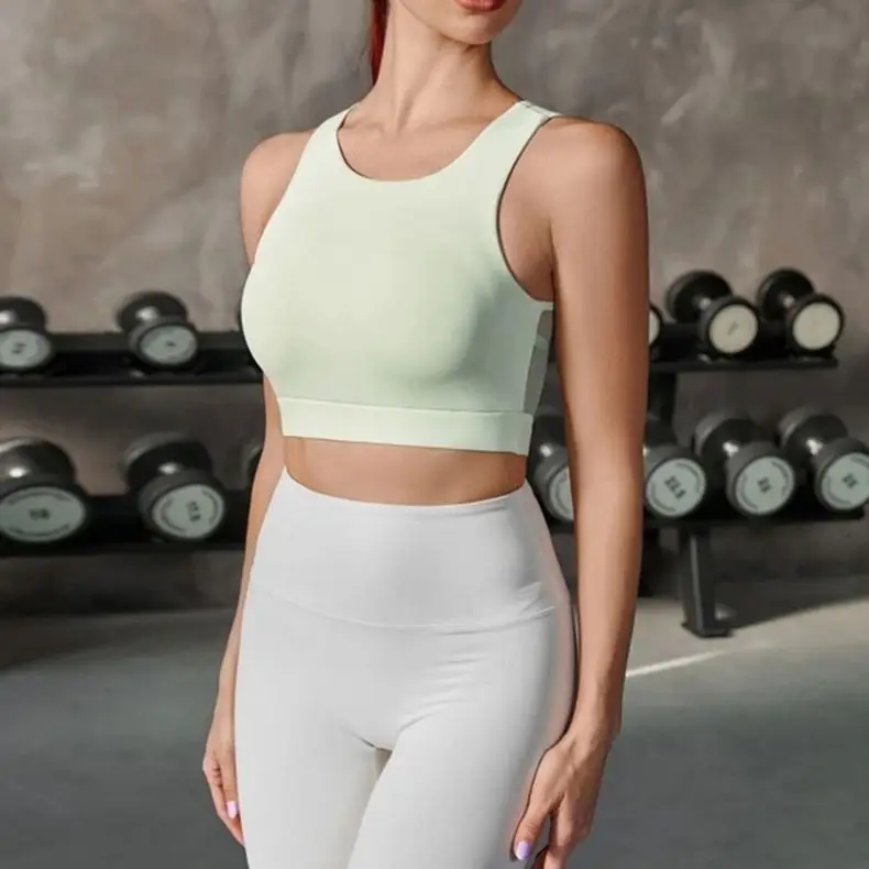 ECBC Summer Ladies Gym Fresh Outfit New Design Breathable Elastic Fabric Mint Green Yoga Fitness Bra