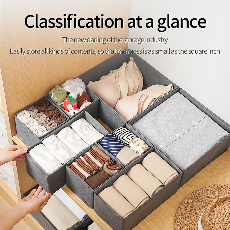 Foldable Wardrobe Organizer Clothes 6 Pcs Set Wardrobe Storage Box Washable Drawer Organizer For Clothes