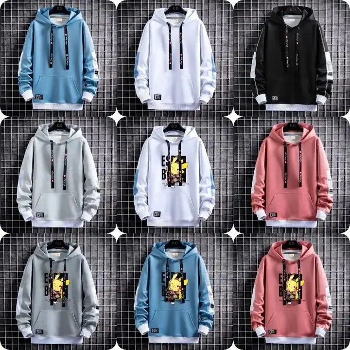 Men's Graphic Print Long Sleeve Drawstring Hoodie Pullover Sweatshirt