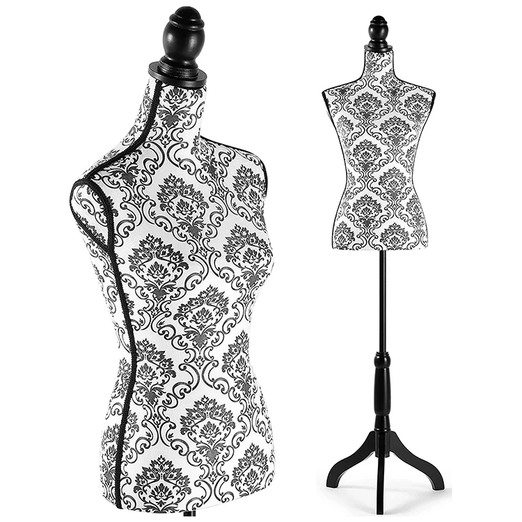 Female Mannequin Torso Dress Colthing Form Body Display w/ Tripod Stand Black 