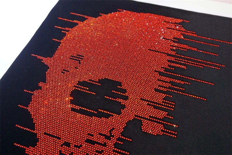 Stock factory wholesale heat press rhinestone letter high quality crystal bead transfers