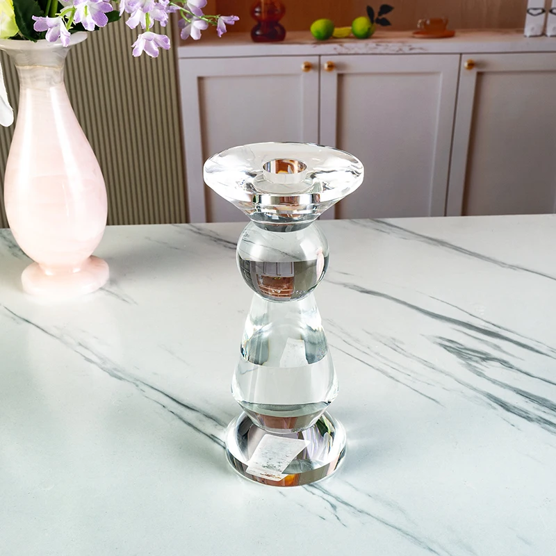 product small bridge cyrstal wedding center decoration glass candle holder high quality christmas crystal candle holder-9