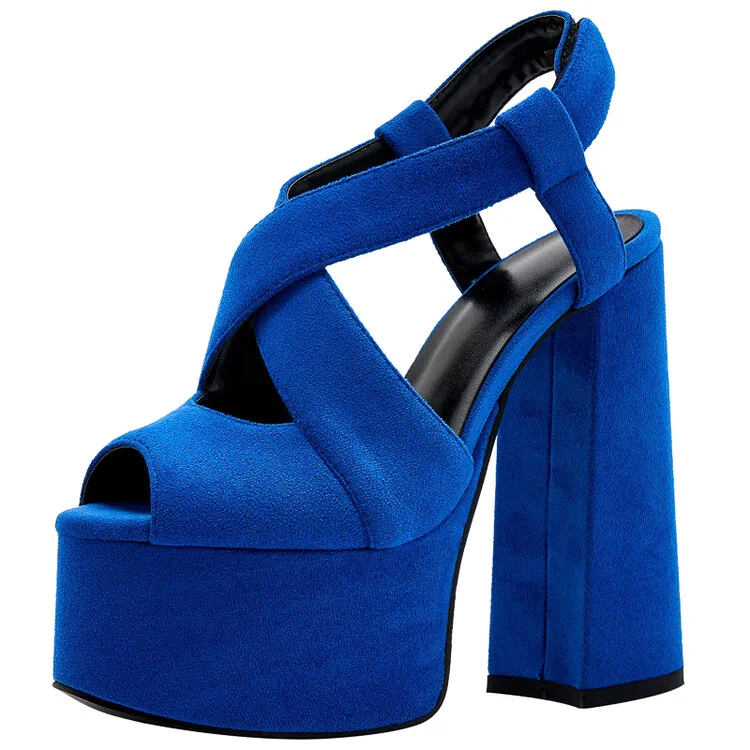 royal blue platform heels