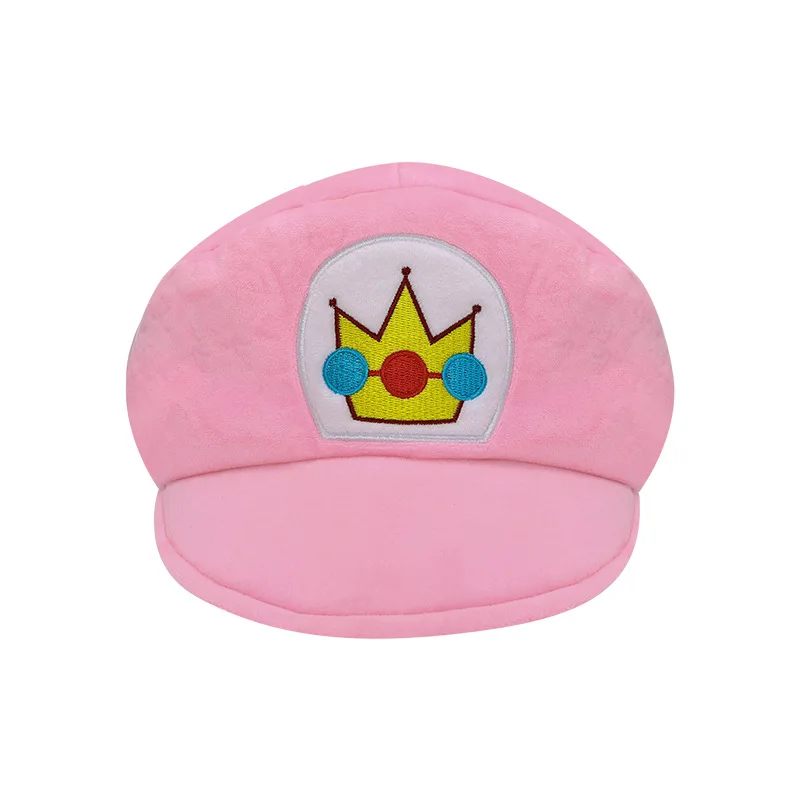 New warm adult pink pp cotton stuffed cartoon game mario princess peach cosplay plush cap for party decoration