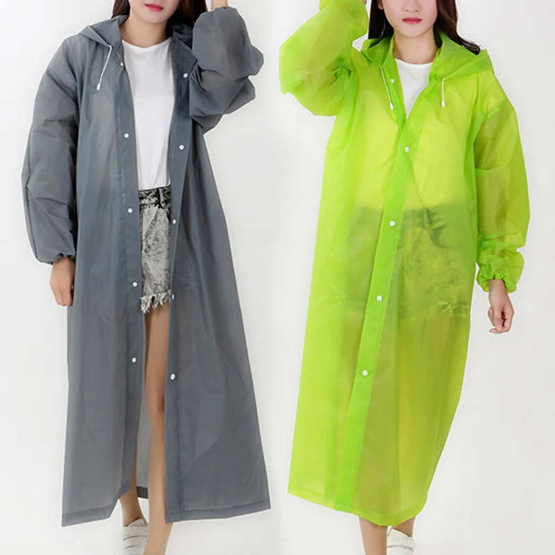 Environmental Women Raincoat Men Rain Clothes Hooded Poncho Motorcycle Rainwear Adult Clear Portable Rain Jacket