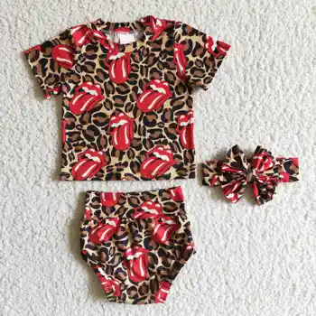 summer infant toddlers baby girl's bloomer 2pc leopard bummie set newborn clothing clothes set outfits child boutiques for girl
