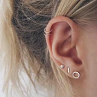 Earring Stud 4 Pieces Gold/Silver Stainless Steel Earring Stud Set For Women