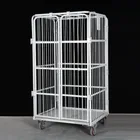 Wire Mesh Trolley Warehouse Storage Galvanized Foldable Roll Wire Mesh Trolley For Post Office