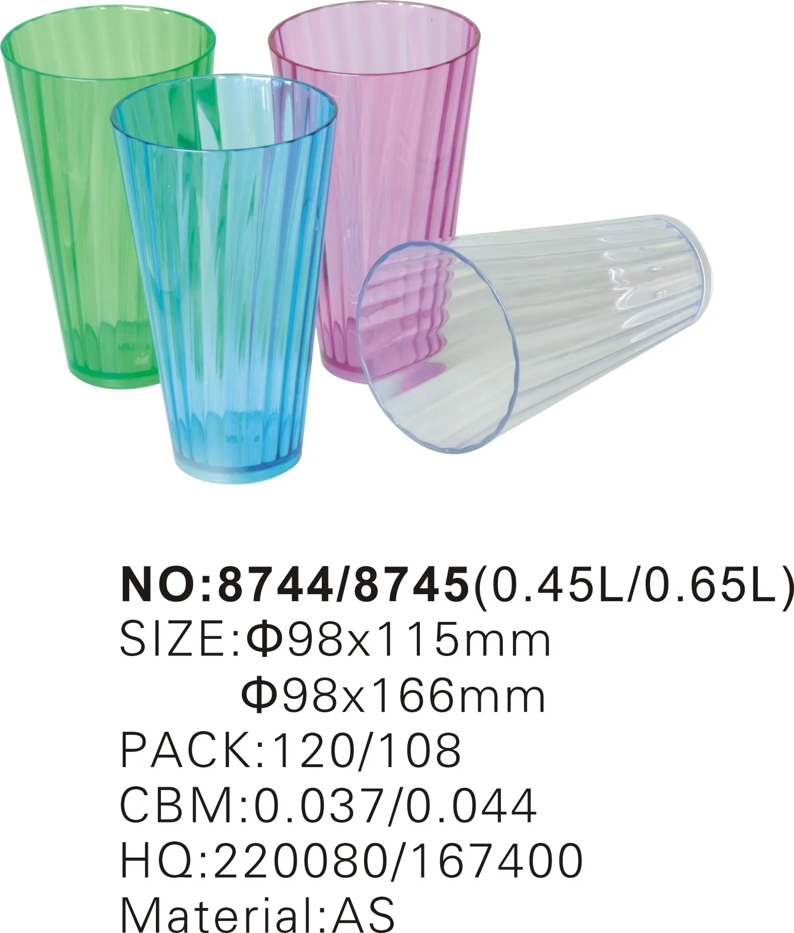 0.38L Popular Plastic Transparent Milk Water Cup Round Cup With Big Capacity