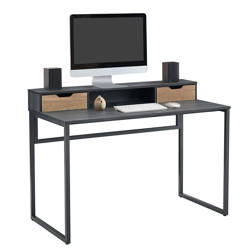Werkelijk puppy Fokken Linsy Black Simple Style Study Writing Table 47inch Computer Desk With 2  Storage Drawers Monitor Stand Shelf Ls212v1-a - Buy Simple Style Study  Writing Table,Computer Desk With 2 Storage Drawers,Writing Computer Table