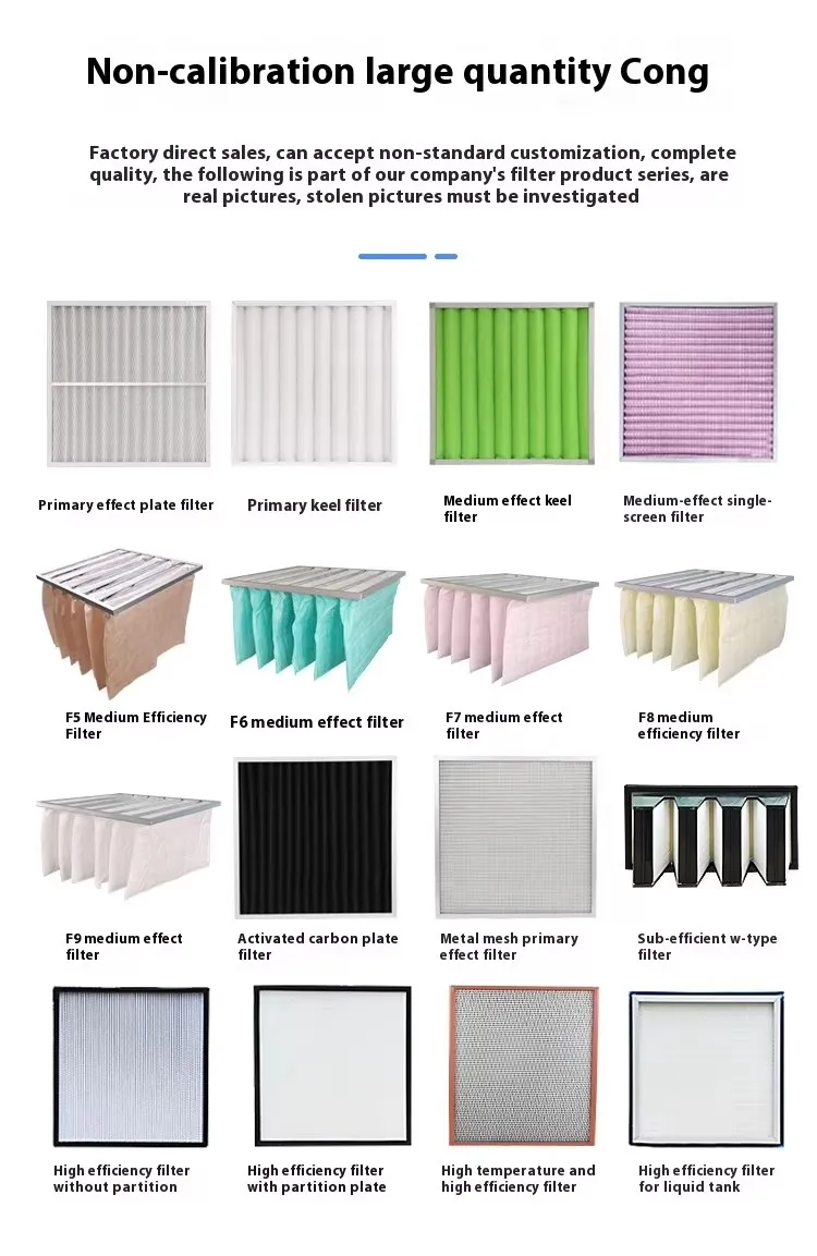 Walson Primary Effect Hepa Air Filter Pre Filter Activated Carbon Filter Panel HVAC Air Purifier Element Dust Collector Bag details