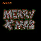 Merry X-Mas Iron On Rhinestone Transfer For Garment Christmas Festival