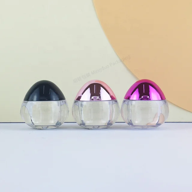 luxury jar 10g Sex product jar luxury thick wall plating gold cap 10ml round ball egg shape plastic jar