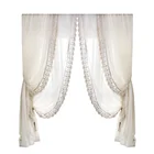Curtain French Light Luxury European Gauze Curtain Villa Living Room Bedroom Pure Pure Color Window Lace Curtain