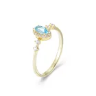 Blue Topaz Ring Wholesale Fine Jewelry Manufacturer Supply Women Natural Gem Stone Sky Blue Topaz Finger Ring