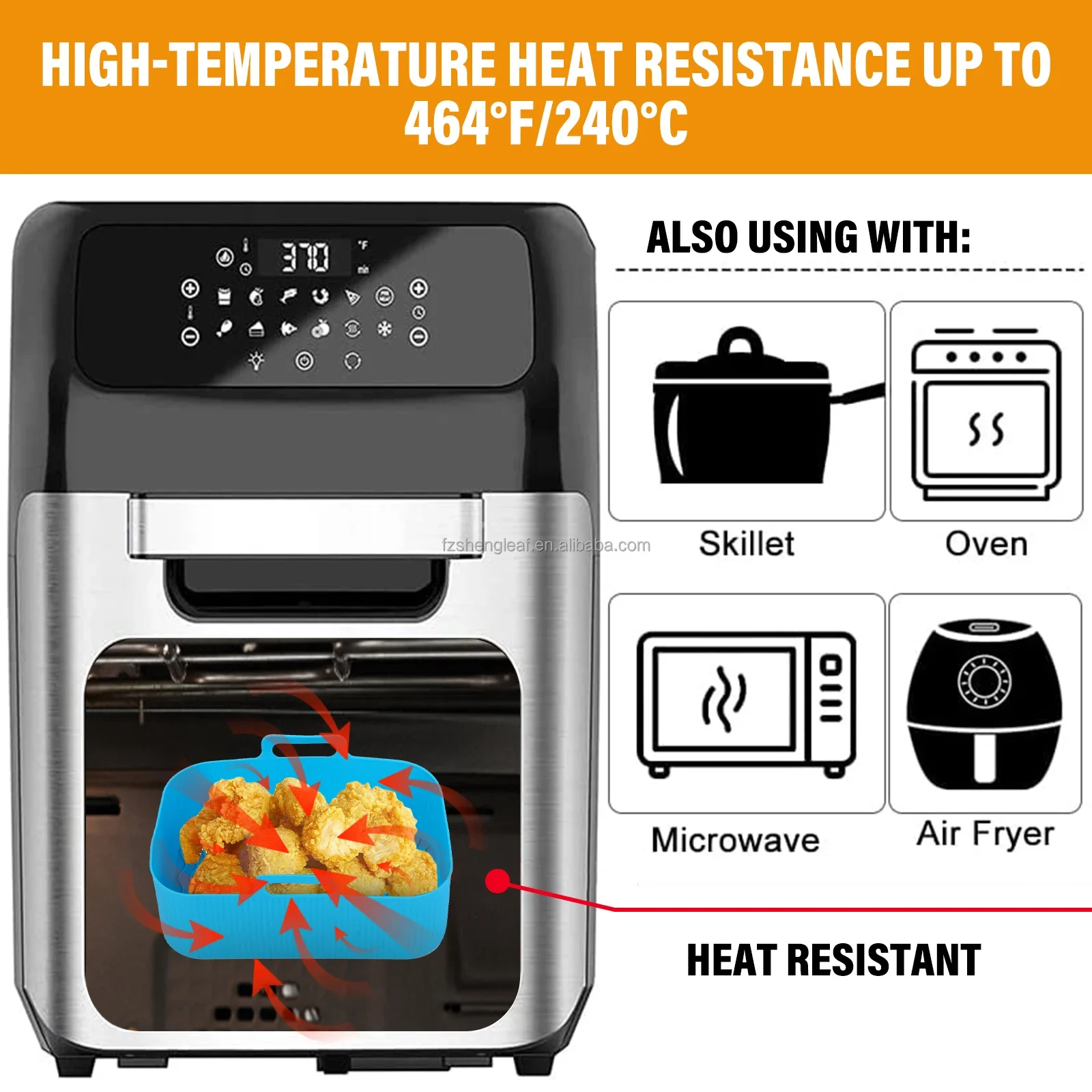 product 2pcs bpa free eco friendly food grade au gratin dishes rectangle oven baking tray basket reusable air fryer silicone tray liner-8