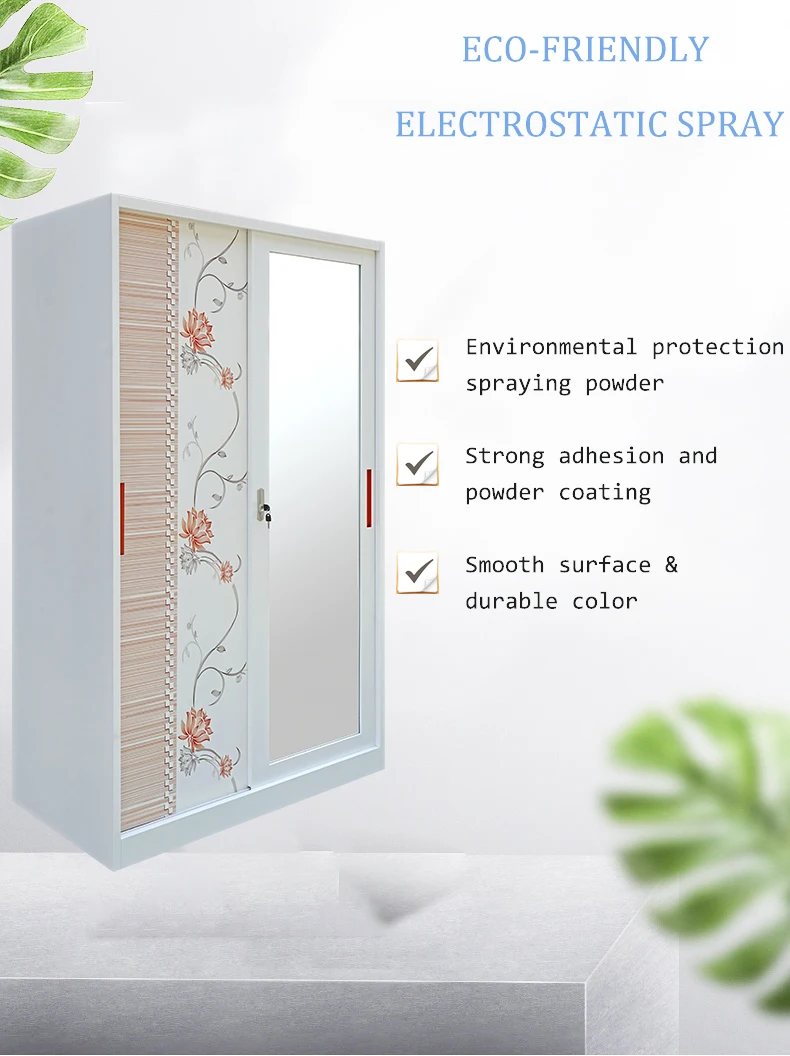 New Style Small Beautiful Metal 2-Door Wardrobe for Kids Home Steel Bedroom Furniture Elegant Clothes Storage Solution