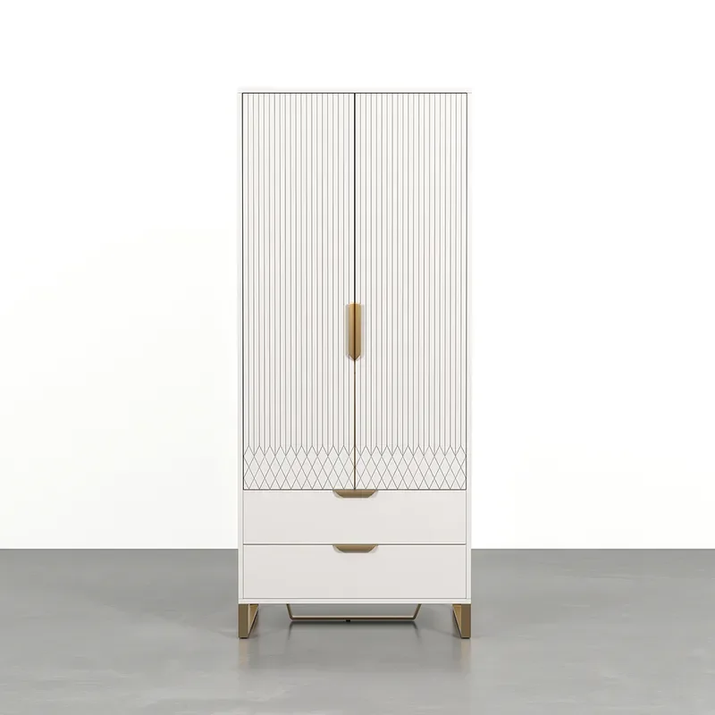 Modern white high wardrobe with storage bedroom cabinet clothing wardrobe